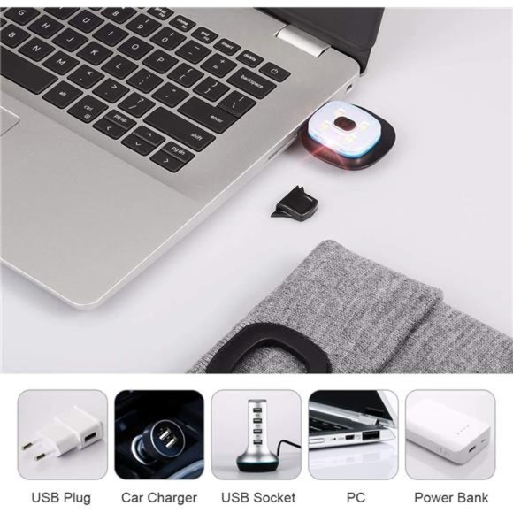 LED Beanie with Light,Unisex USB Rechargeable Hands Free 4 LED Headlamp Cap - Picture 3 of 7